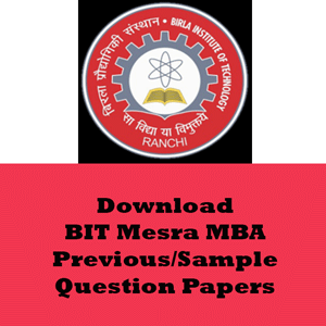 BIT Mesra MBA Question Papers